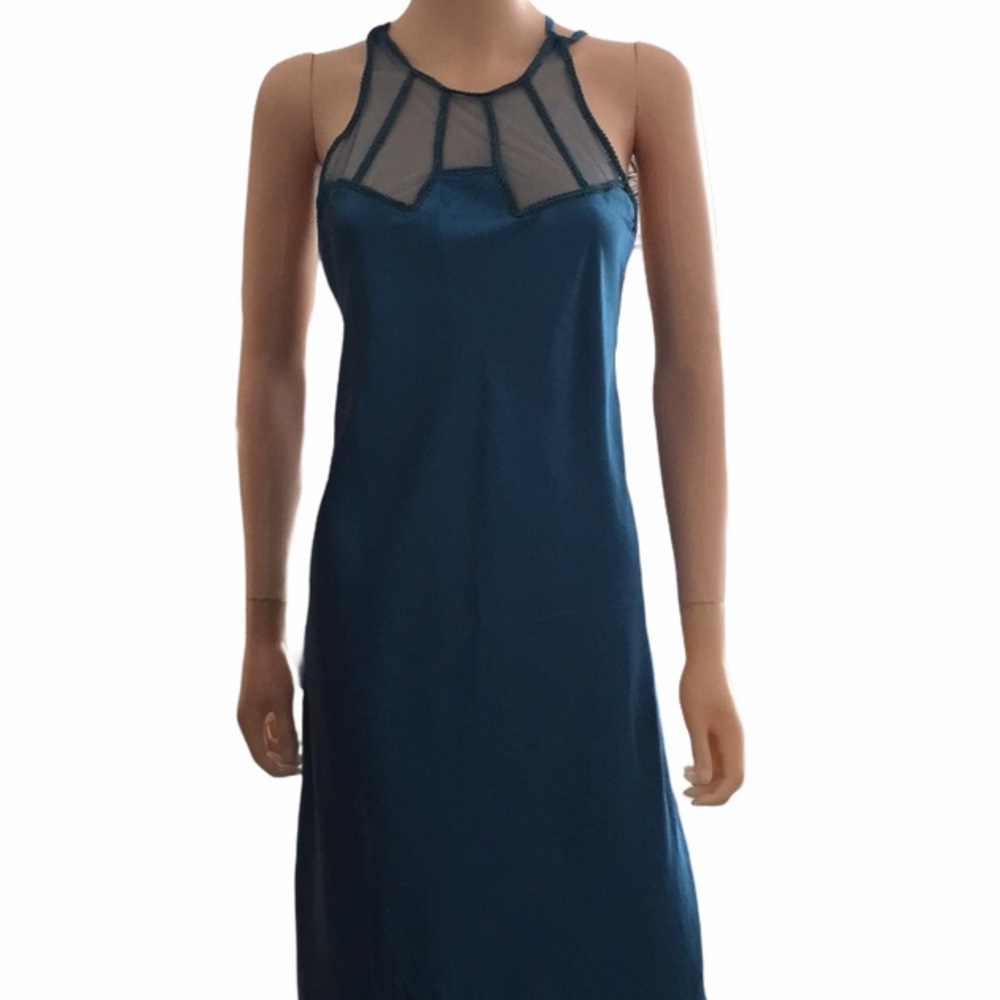 NWT Vintage Victoria’s Secret Gold Label Teal Green Satin Full Length Gown